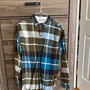 Tommy Bahama Blue and Green Plaid Shirt